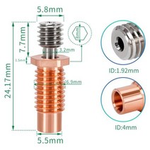 3D 프린터부품 Bimetal heat브레이크 Ender3 티타늄 합금 구리 도금 Throat CR10 Ender 53 CR10S 프린터 부품 V6 S1, V6 type 1