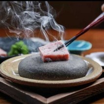 미니 천연 화산석 돌판 스테이크 돌 구이판 미니화로, 짙은 회색 직경 12cm