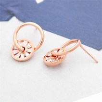 오노마 오노마 ONM 14K 금침 로즈골드 일자침 큐빅 링 귀걸이 (9592602)