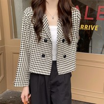 스타일아유 체크 크롭 숏 자켓 여성 봄 가을 카라 테일러드 아우터