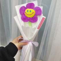 스마일인형 한송이 꽃다발, 퍼플
