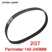 좋은 2GT 검은 고무 타이밍 벨트 6mm 너비 둘레 140 240mm 폐쇄 루프 벨트, 1 개