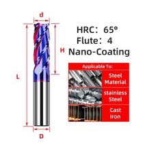 Tooleye카바이드 엔드 밀 합금 텅스텐 스틸 밀링 커터 절삭 공구 CNC 가공 코팅 플랫 메탈 24 플루트, d3xD3x50L - HRC65 4F