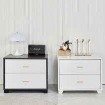 모던앤틱 1인 자취가구 2단 거실장 서랍장 원룸 서랍, 화이트(골드)