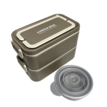 잔디반디 직장인도시락통 전자레인지 보온 스텐 2단 1단 남편 밀프랩용기, 브라운, 1개