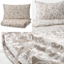 이케아 이불커버세트 VARBRACKA 보르브레카 이불커버+베개커버2 베이지/화이트 200x230/50x80 cm