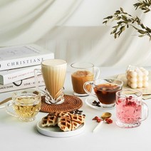 투명 손잡이 유리잔 5종 유리컵 아이스 핫 음료 핸들 머그 홈카페, 200ml