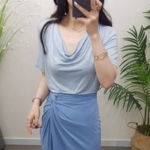 제이후 드레이프 셔링 모달 스판 찰랑 여름 반팔 티셔츠