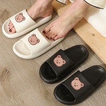 jc_곰돌 슬리퍼 실내화 소음방지 외출용 교무실 무소음 식당 폭신폭신 서빙용 심플 사무실, 블랙/40-41