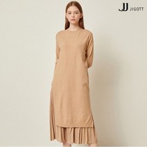 JJ지고트 플리츠 배색 롱 니트 원피스 GMCP1OPW3