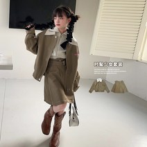 여아 프랑스 복고풍 시크 재킷+스커트 투피스 세트