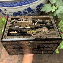 자개장 보석 보관 상자 나비장 엔틱 인테리어 소품, 빨강 꽃은  피어 28x18x18cm
