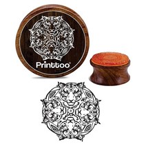 Printtoo Tiger Face 만다라 패턴 라운드 나무 고무 스탬프 스크랩-북-2인치