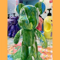 키트 미니어처 물감 아트 키링 래빗 푸어링 토끼 베어, 곰 포레스트 그린 + 레이크 블, 73cm