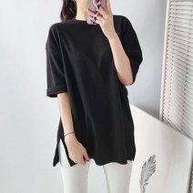 10수 도톰 말랑 기모 박스 반팔 레이어드 트임 기모티셔츠