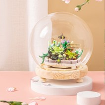 LOZ 나노블럭 봄과 여름 꽃다발 시리즈 다이소 레고 장난감, 1660 다육식물+유리덮개