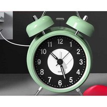 예쁜 레트로 알람 시계 스마트 전자 모닝콜 탁상시계, 대형 발광문학 청소년 + 배터리 4인치