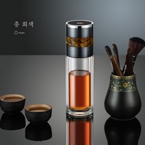 스마트 차 물 분리 더블 유리 휴대용 물 유리 비즈니스 차 컵 보온병 컵 도매 선물 광고 컵, 350ml., 연기