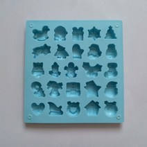 초콜릿 몰드 실리콘 25 캐비티 크리스마스 눈사람 케이크 몰드 휴일 장식 주방 베이킹 도구 수동 비누, 012 blue