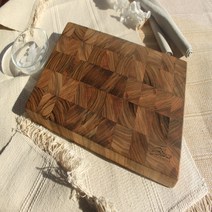 BIANCO ITALIA 원목 플레이팅 엔드 그레인 도마 사각 45cm+도마 사포 오일 코팅세트 포함, 모자이크