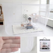패밀리 침대용 하단 침투방지 사각 모기장 여아캐노피 공부방 사각모기장