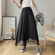 UHYTGF 여름 여성 바지 쉬폰 와이드 레그 나인 포인트 스커트 탄성 허리 퀼로트 얇은 새로운 숙녀 팬츠 21