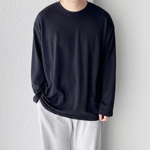 코튼 [M-3XL] 15컬러 빅사이즈 남자 오버핏 스판 특양면 라운드 무지 긴팔 티셔츠