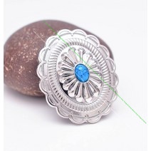 비즈공예 원석 6개 44x38mm 스테인레스 도금 미국 남동부 꽃 블랙 비드 수공예 가죽 벨트 가방 콘초 스크류, 05 Blue Bead