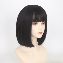 RENTIAN 가발 여성용 짧은 헤어 웨이브 헤드 전체 헤드 커버 통기성 로즈 메쉬 화학 섬유 헤어 페이스 수리, 블랙 브라운