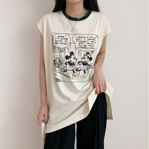 라인미키 박스나시티셔츠)민소매/만화그림/카툰나염