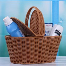 라탄바스켓 해변 휴가 피크닉 다용도 사각 손잡이 빵, 브라운