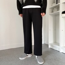 남자 기모 구김방지 링클프리 스판 일자 와이드 슬랙스 밴딩 팬츠(3COLOR)