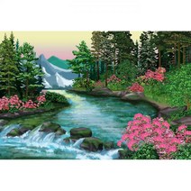 계곡의 아침 (캔버스) 보석십자수 40x50, 어스래빗쿠팡 본상품선택
