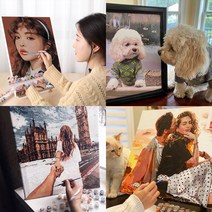 트렌드포유 DIY 유화그리기 주문제작 사진 그림그리기세트 24 36 42색 캔버스페인팅, 30 x 30 size 24 color