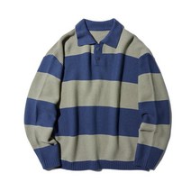 URBANDTYPE 스트라이프 카라 니트 _그린_KN091 Stripe Collar Knit_Green_KN091