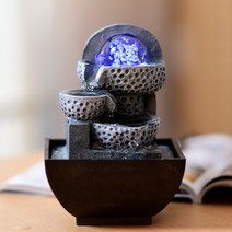 탁상 행운의 분수대 물레 인공폭포 실내 가정용 미니 분수 정원 꾸미기 만들기 공예 진열, 9113가로13폭13높이20CM