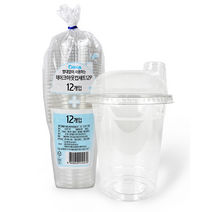 빨대없이 사용하는 테이크아웃컵세트 12개입 350ml 일회용투명컵 PET, 1개, 상세페이지 참조