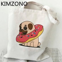 쇼핑백 퍼그 쇼핑 가방 bolsas de tela bolsa 재사용 가능한 캔버스 식료품 bolso 토트 백 cabas shoping ecobag, 12.54372