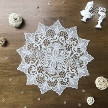 364days 안개꽃 화이트 레이스 자수 매트 식탁 주방 홈데코 소품 받침 30cm, 03. 함박꽃 레이스 매트(개별포장) 1개