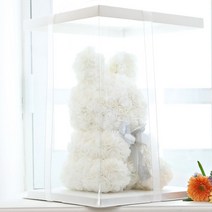기프티기프티 로즈 베어 래빗 장미 꽃 곰돌이 토끼 인형 기념일 선물, 로즈래빗, 대형, 화이트
