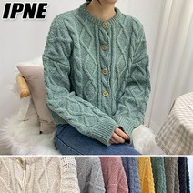 [이쁘네] 쉬폰꽈배기가디건 가디건 니트 스웨터 라운드넥 루즈핏 오버핏 나그랑 데일리 심플 도톰 가을 겨울 여성 여자 티셔츠 꽈배기 편한 기본 심플 무지 베이직