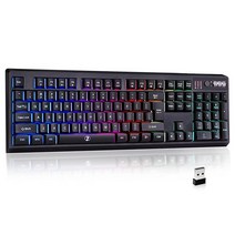 ZJFKSDYX L104 무선 게이밍 키보드 충전식 2.4G RGB 백라이트 104키 표준 미국 레이아웃 기계식 느낌 키보드 PC PS4 Xbox One Mac Teclado