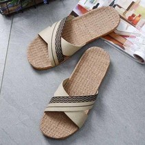 오키노피 린넨 왕골 슬리퍼 라탄 마 실내화 거실화 사무실화, 엑스밴드_브라운, 1개