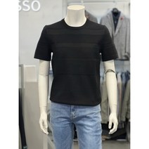 바쏘 S/S 크로셰 면 혼방 라운드 니트 티셔츠 BSX2WR63ABK