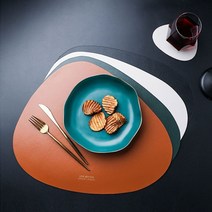 가죽 방수 식탁매트+티코스터 컵받침 테이블매트 깔개, 블랙