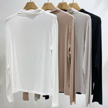 거즈 하이넥티셔츠)반폴라 레이온면원단 하프터틀넥티셔츠 스판티셔츠 폴라티 가벼운레이온원단 아이보리