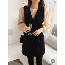 미니 모직 겨울 연말 파티 브이넥 원피스