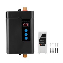 이국주온수기 미니 전기 온수기 200ml 50리터 심야 돼지꼬리 열선 히터 4000 원격 제어 순간 주방 욕실 샤워 물 빠른 난방, 검은색, 오 플러그
