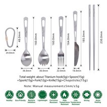 무한 항해 티타늄 식기 여행 Flatware 티타늄 나이프 포크 스푼 젓가락 짚 야외 캠핑 피크닉 칼 붙이, Ti1054T