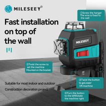 스마트줄자 레이저 레벨기 수평자 Miseeey 5 라인 12 라인 그린 레벨 3d 레벨, 5 라인 세트 2